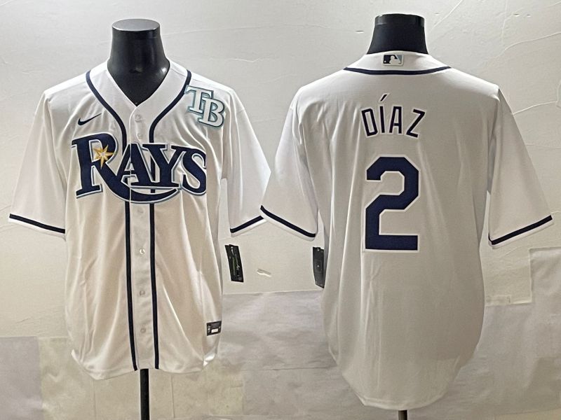 Men 2025 Tampa Bay Rays #2 Diaz White Game Nike MLB Jersey style 6